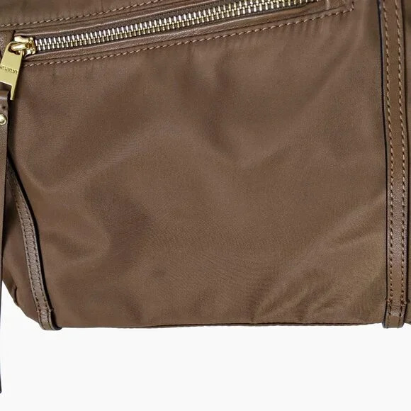 MZ Wallace Brown Nylon & Leather Trimmed Satchel Shoulder Bag With Pouch - Picture 12 of 16